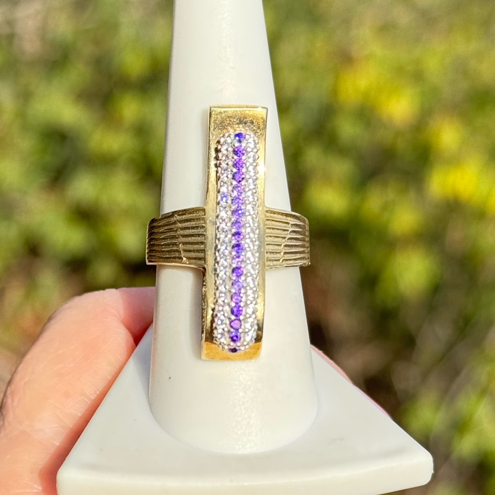 925 Heavy Unique Amethyst Ring - image 8